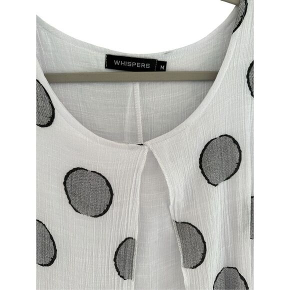 Whispers Womens Polka Dot Sleeveless Layered Gauzy Tunic Dress Gray White Medium - Picture 2 of 8